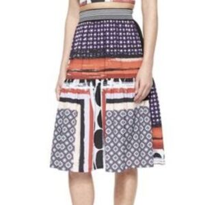 Clover Canyon Multicolor Geometric Midi Ruffle Skirt - Size XS